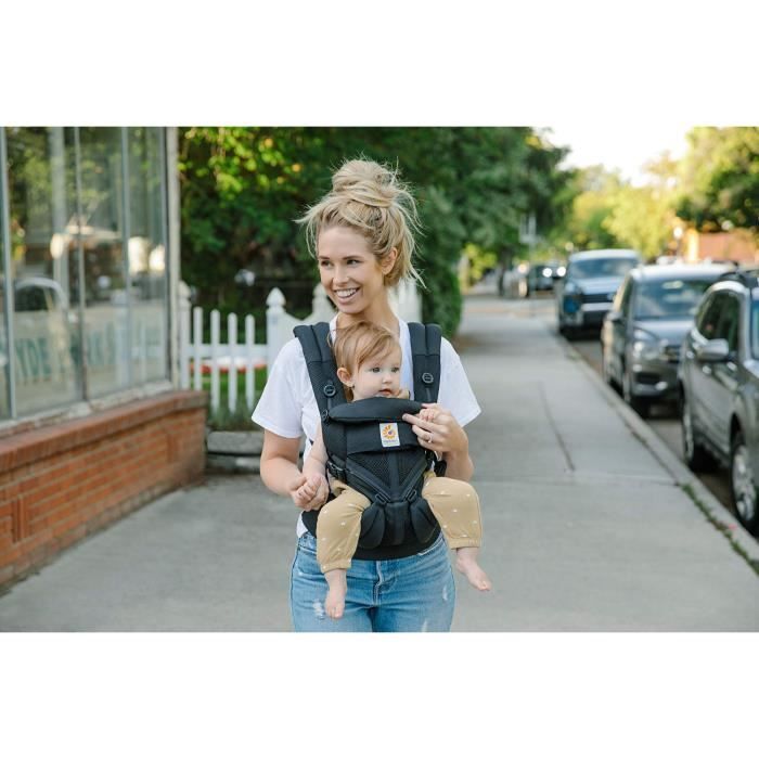 Marsupio ergonomico e fisiologico Ergobaby Omni 360 per neonati, con ventilazione rinfrescante, per trasporto sulla schiena e sul davanti, colore nero onice.