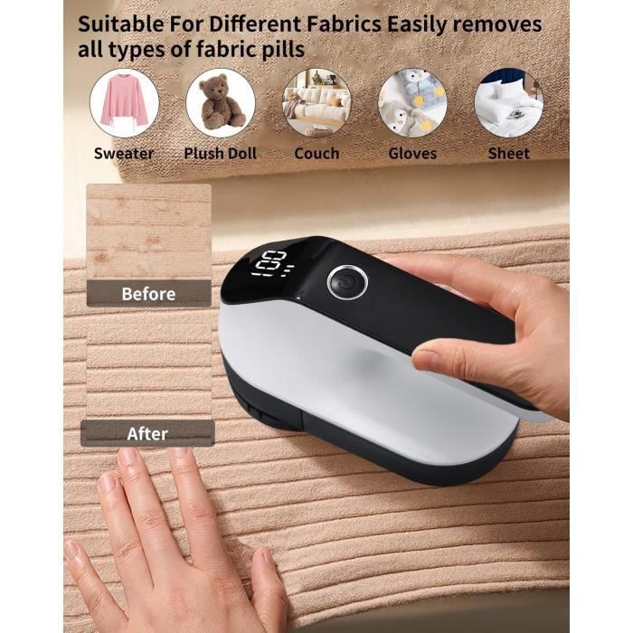 Rasoir Anti Bouloche-3 Vitesses RéGlables-Écran LED-Type-C Rechargeable-2000mah-Rasoir Anti-Bouloche éLectrique