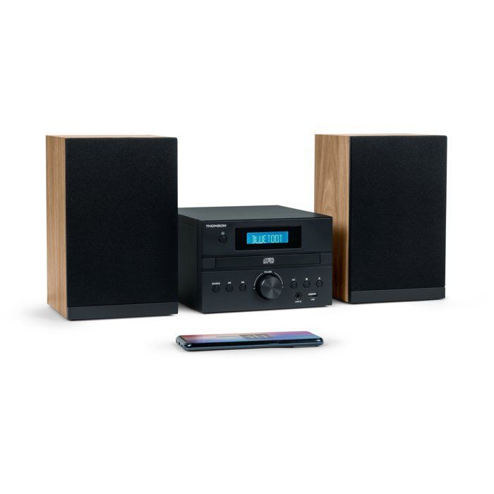 Micro sistema Hi-Fi - THOMSON - Bluetooth - Radio - CD - MP3 - USB - DAB - Legno e nero