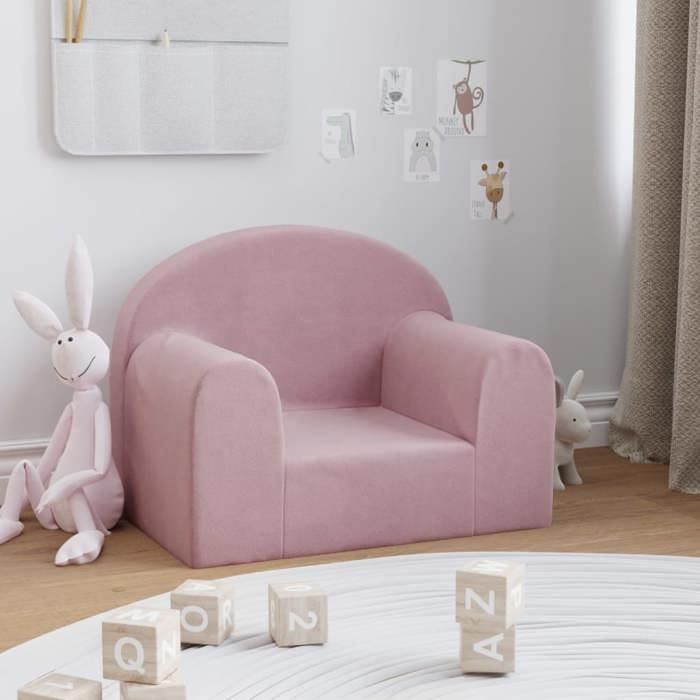 vidaXL Canapé pour Enfants, Siège avec Accoudoirs, Fauteuil avec Dossier pour Tout-Petits, Meuble de Chambre Maison, Rose 357009