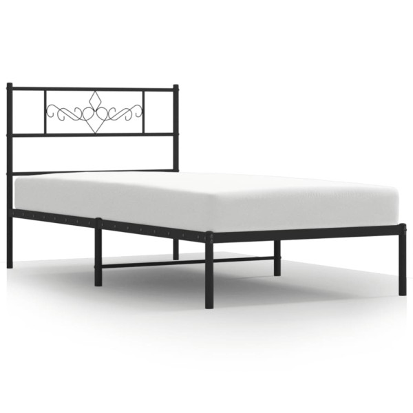 Metalowa rama łóżka z wezgłowiem czarna 100x190 cm