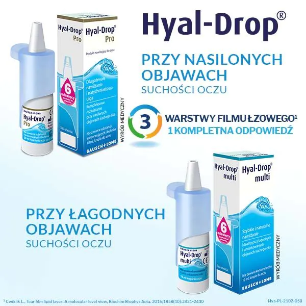 Hyal-Drop Pro, Nawilżające krople do oczu, 0,24% hialuronianu sodu