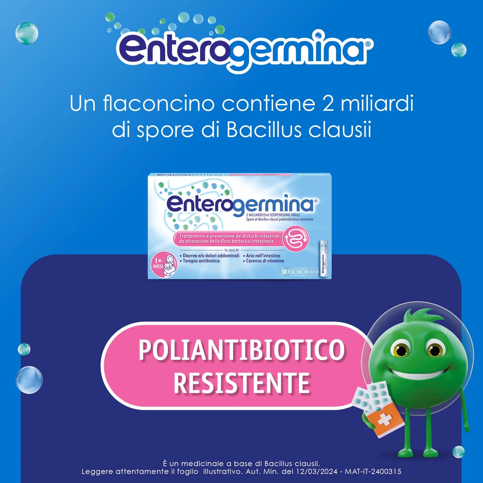 ENTEROGERMINA Enterogermina 2 mil millones 10 viales Probióticos contra la diarrea