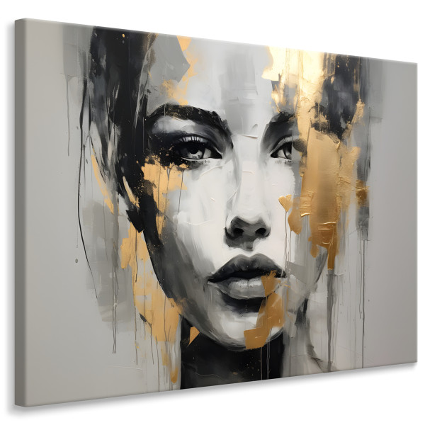 Obraz Do Salonu Abstrakcyjny Złoty Portret 30x20cm