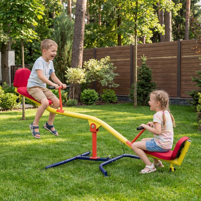Altalena a dondolo per bambini - AIYAPLAY - Rotazione a 360 gradi - Sedili imbottiti - Acciaio - Età 3-12 anni - Multicolore