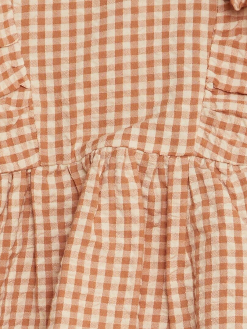 Jurk met ruches - BEIGE