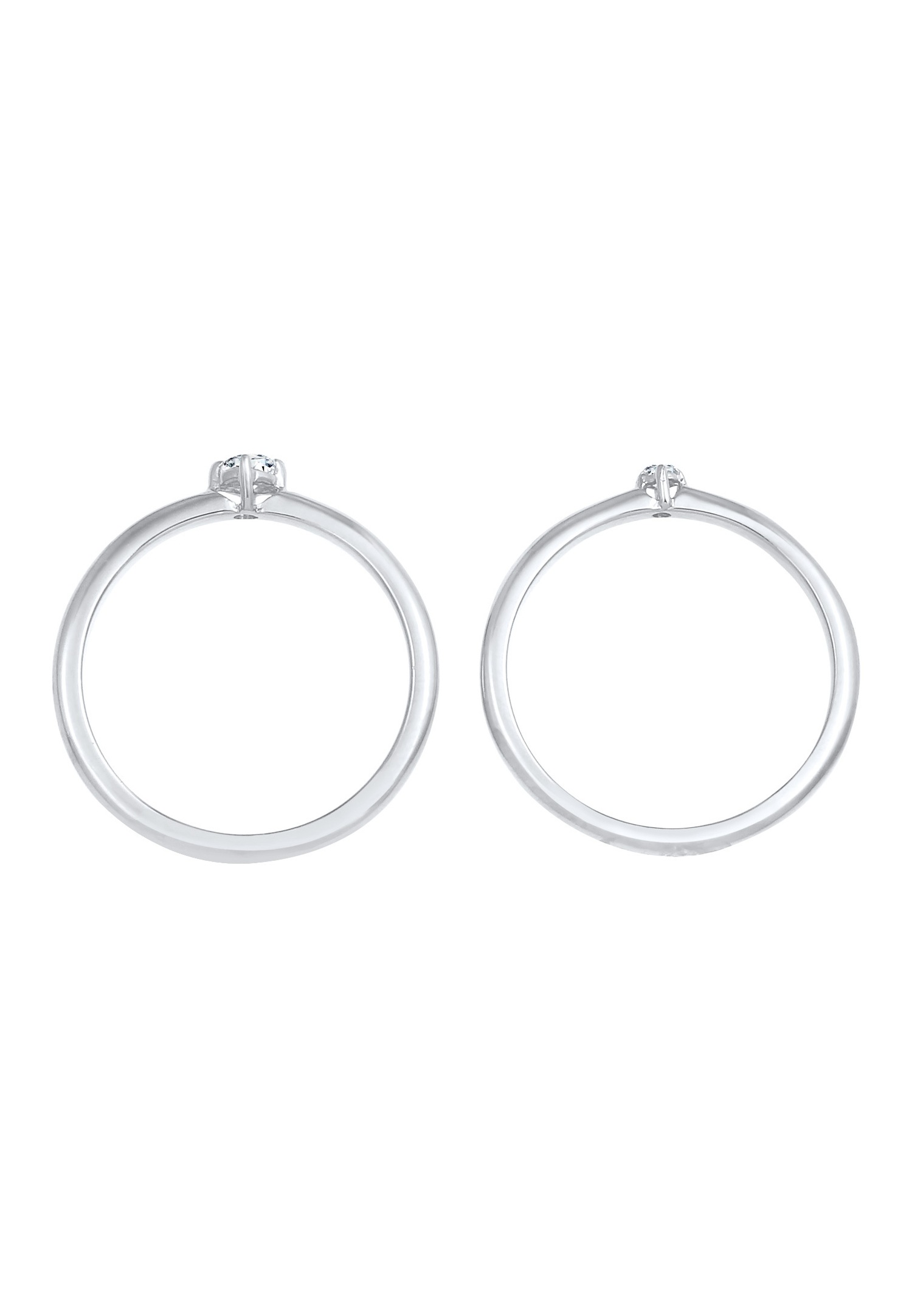 Elli DIAMONDS Solitaire pour dames classique élégant avec diamants (0,13 ct.) en argent sterling 925