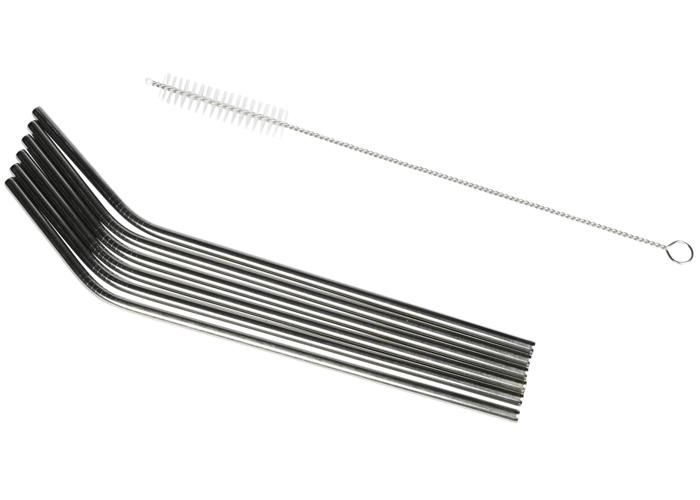 Pajita reutilizable de acero inoxidable, 6 pajitas curvas de 22,5 cm + cepillo de limpieza
