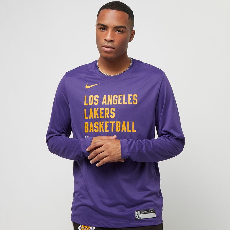 Camiseta de manga larga Dri-Fit Essential con estampado de Los Angeles Lakers de la NBA