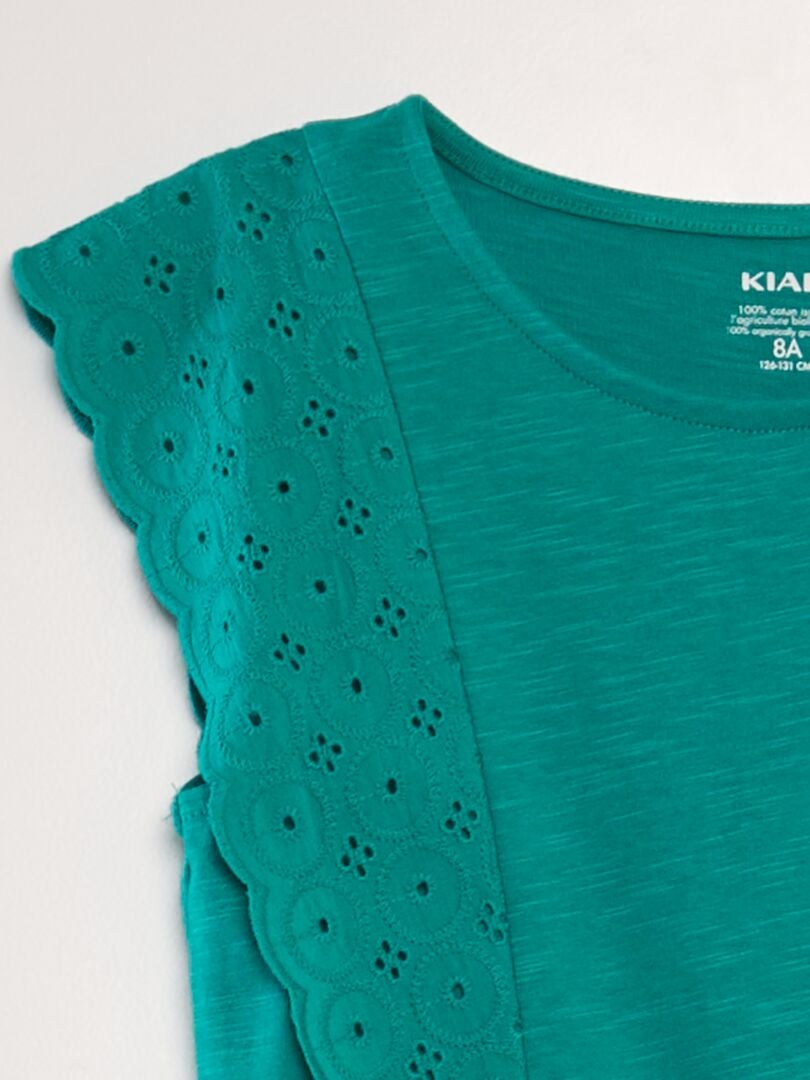 Vestido con bordado de punto inglés - VERDE