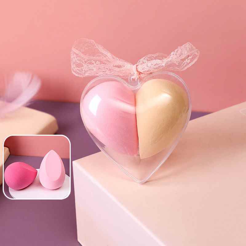 Coffret cadeau d'accessoires de maquillage Love Fashion : éponge à maquillage, éponge à fond de teint, éponge à poudre, éponge à maquillage pour le visage.