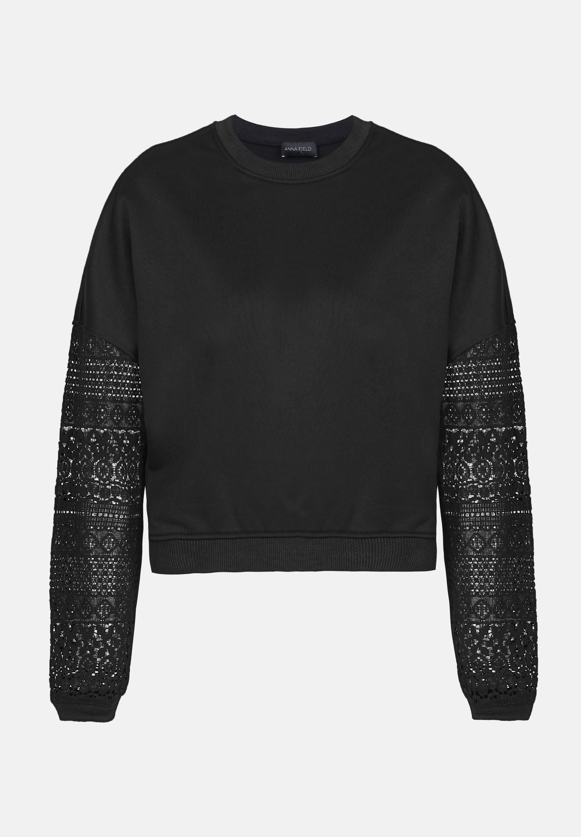 Anna Field sweatshirt met kanten mouwen - zwart