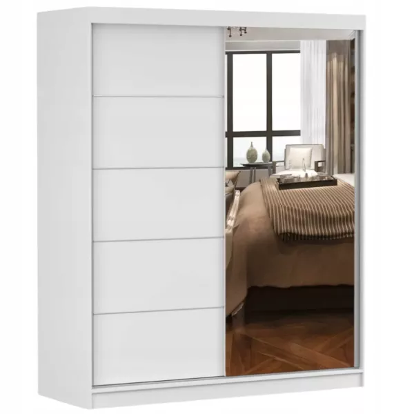 Szafa przesuwna z lustrem Bono 05 160 cm Biały mat/ Biały mat