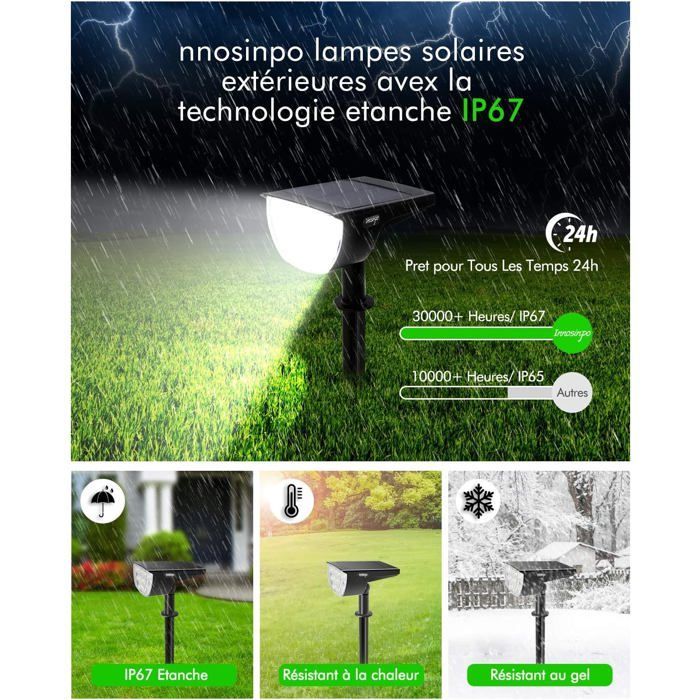 Paquete de 2 focos solares para exteriores, 30 luces LED solares, resistentes al agua IP67, proyector solar ajustable con panel solar.