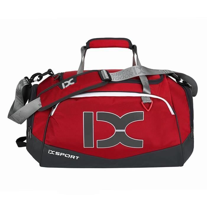 Bolsa deportiva con compartimento para zapatos, impermeable, bolsa de viaje de gran capacidad para hombres y mujeres, para gimnasio y fitness - Rojo y blanco