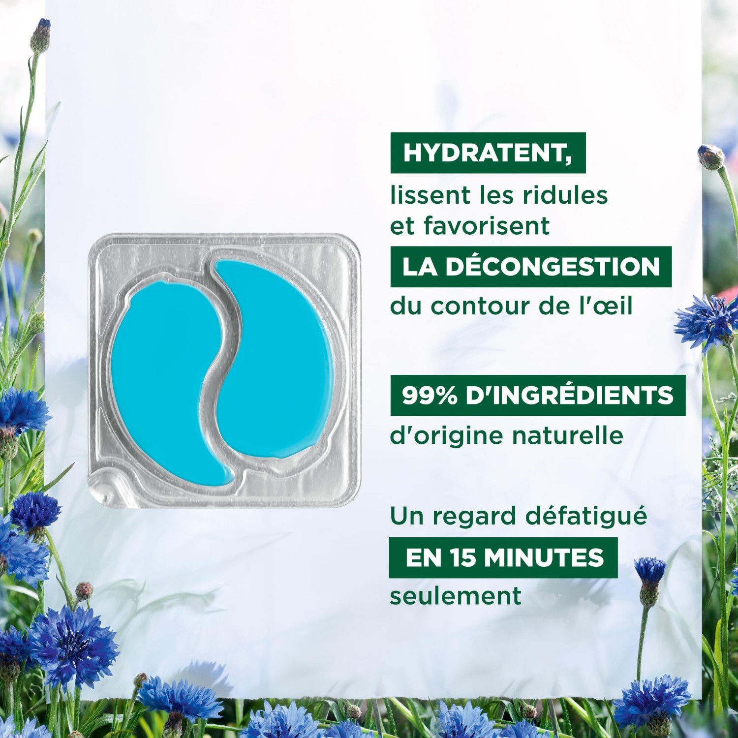 Klorane Patchs yeux lissants et défatigants au Bleuet BIO
