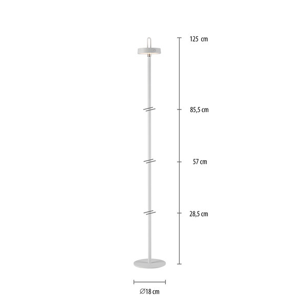 Lampă de podea Moda LED cu baterii și cap magnetic, albă