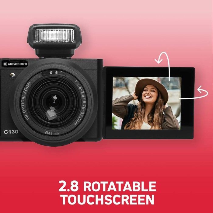 AGFAPHOTO Realishot C130 - Compacte digitale camera, diafragma f/1.8-2.6, ISO 100-3200, autofocus, LCD-scherm - Zwart