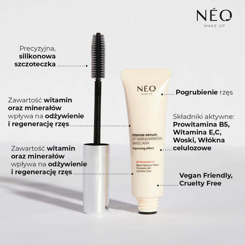 Máscara de pestañas Neo Make Up Intense Serum con vitaminas y minerales