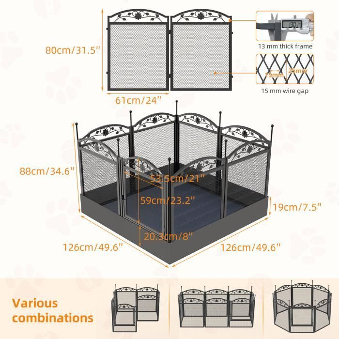Parc pour Chien Intérieur Enclos Chien Extérieur en Métal Parc à Chiot Pliable - 126x126x80cm