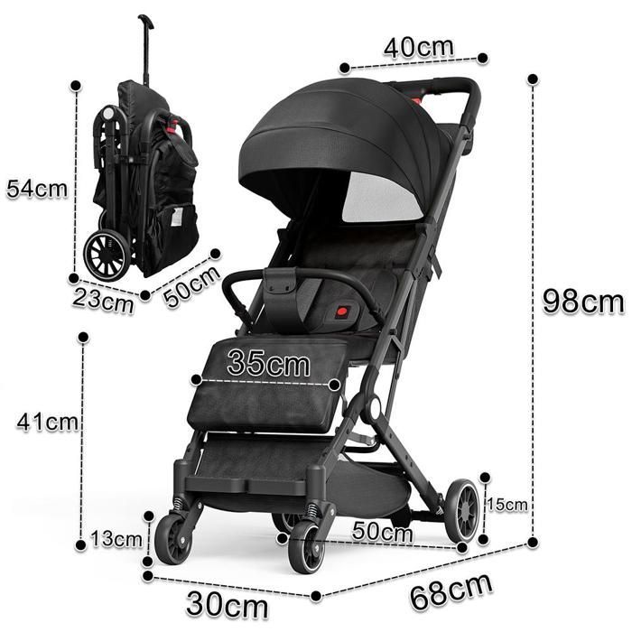 Cochecito combinado 2 en 1 MIPAN - Negro - Cochecito multiasiento - Plegable + reclinable - Cochecito compacto de 0 a 15 kg