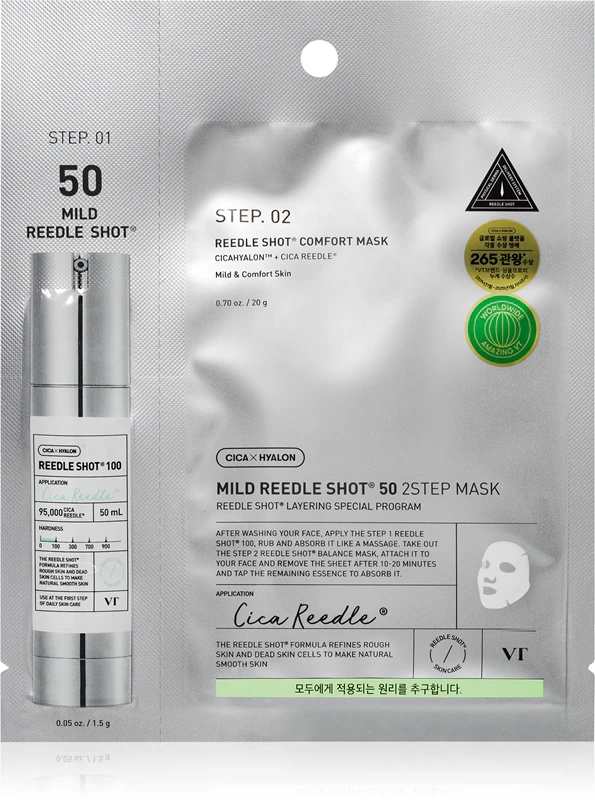 VT Cosmetics Reedle Shot 50 2-Step Mask intensyviai regeneruojanti kaukė dvifazei odos priežiūrai