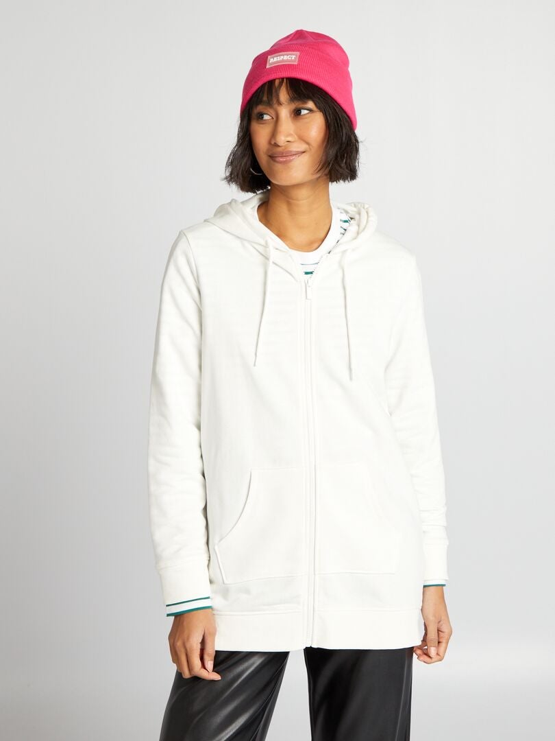 Hoodie met rits - WIT