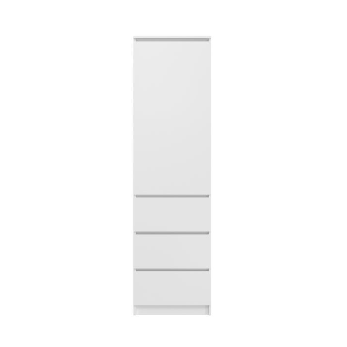 Armario de almacenamiento de 3 cajones y 3 estantes - Armario de oficina - Mueble de almacenamiento para dormitorio, oficina o pasillo - 50x40x180 cm - Blanco