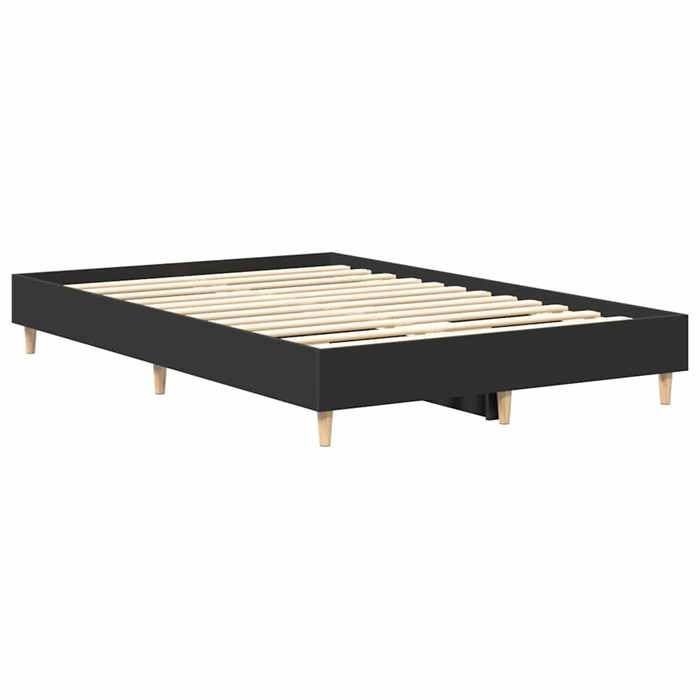 Estructura de cama de madera de ingeniería - vidaXL - 120x190 cm - Negra - Base de listones - Patas robustas - 193x123x25 cm