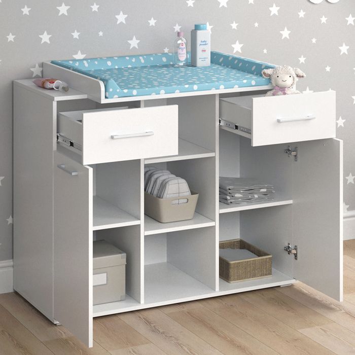 Cassettiera fasciatoio Leonie 113x109 cm, bianca, Vicco 35031