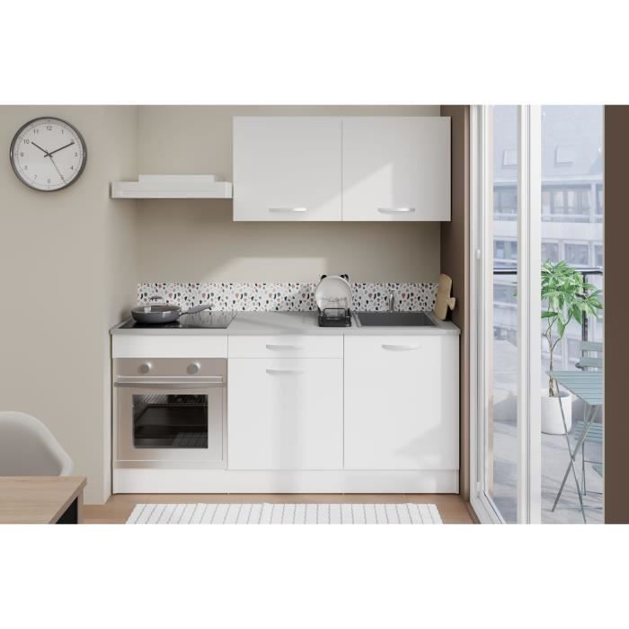 Cucina completa OSLO - Larghezza 180 cm - Bianco opaco - Piano di lavoro incluso