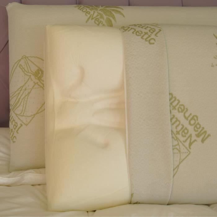 Juego de 2 almohadas de espuma viscoelástica de 40x60 cm con fundas extraíbles con cremallera.