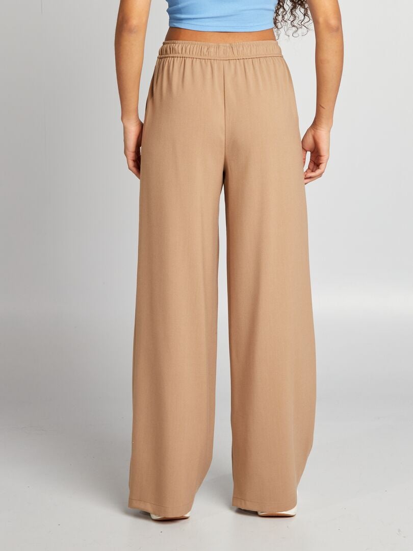 Stadsbroek met wijde pijpen - BEIGE