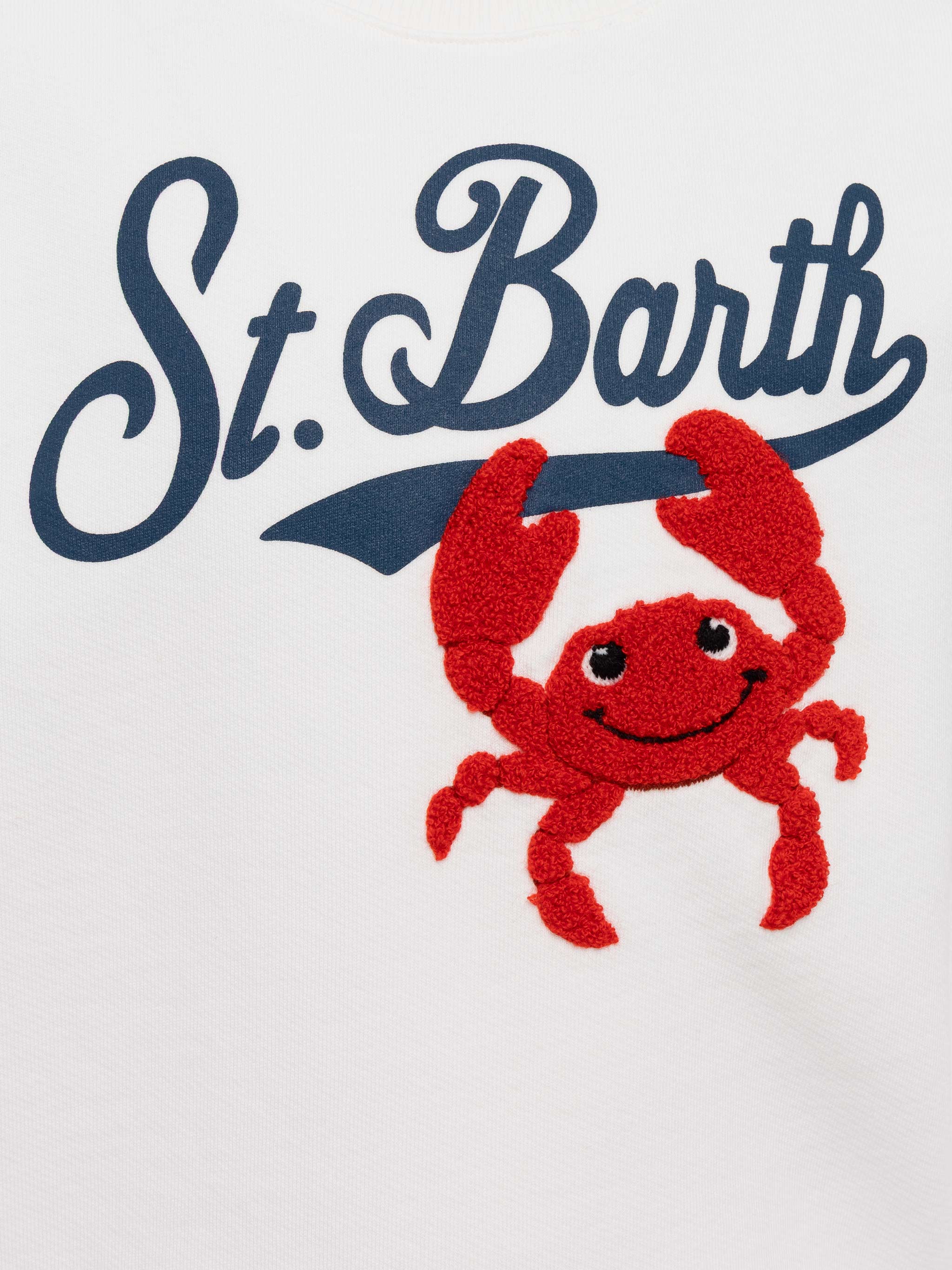 Felpa Bobby con stampa St. Barth e applicazione ricamata granchio in s