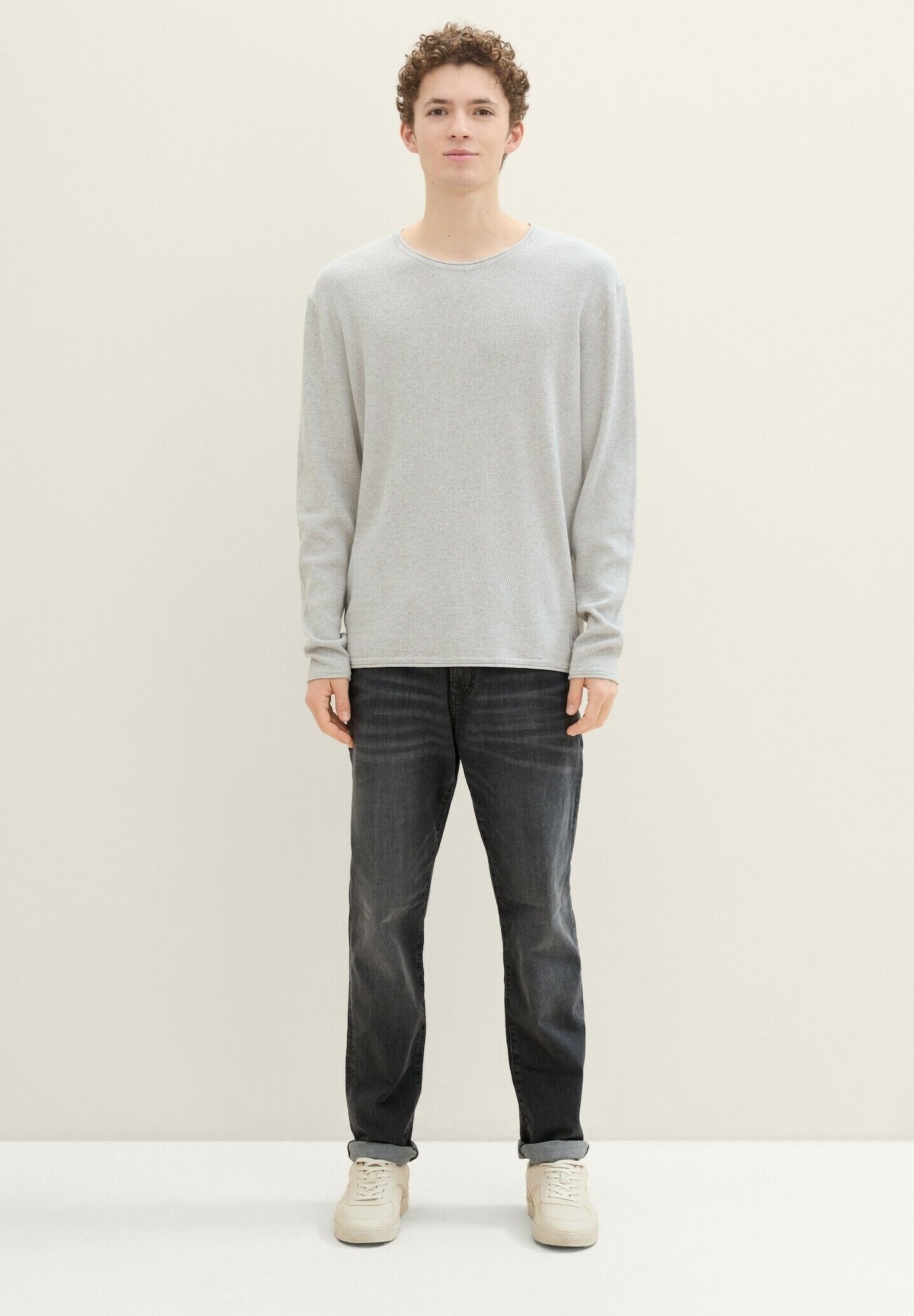 TOM TAILOR DENIM STRUCTURED - Trui - licht steengrijs gemêleerd