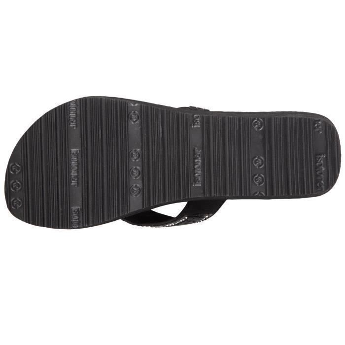 Chanclas Isotoner negras para mujer con tacón de 4 cm