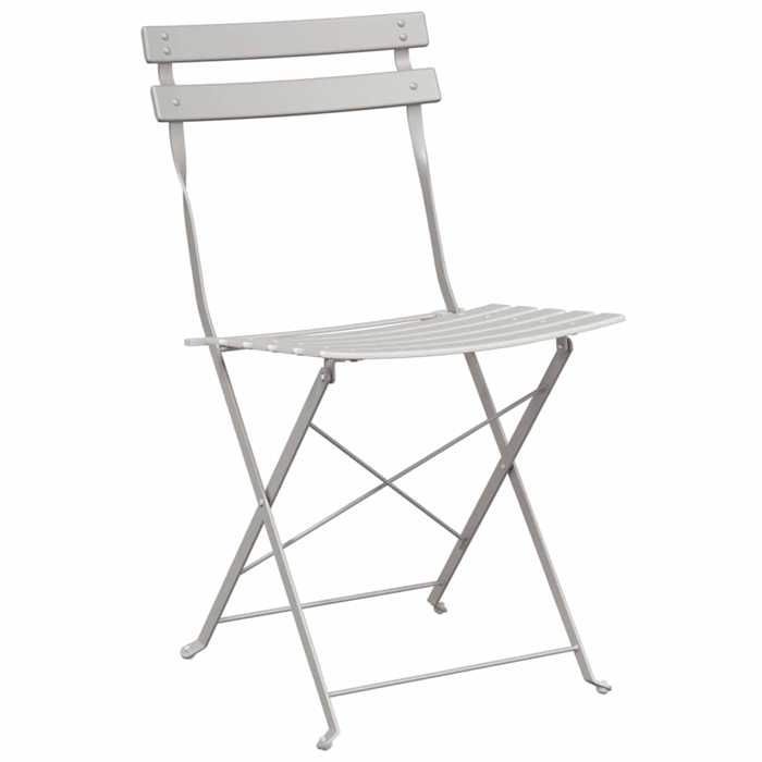 Folding bistro set - BURKE - 3 pieces - Beige - Steel - 50x50x71 cm - Folding table - 2 folding chairs
