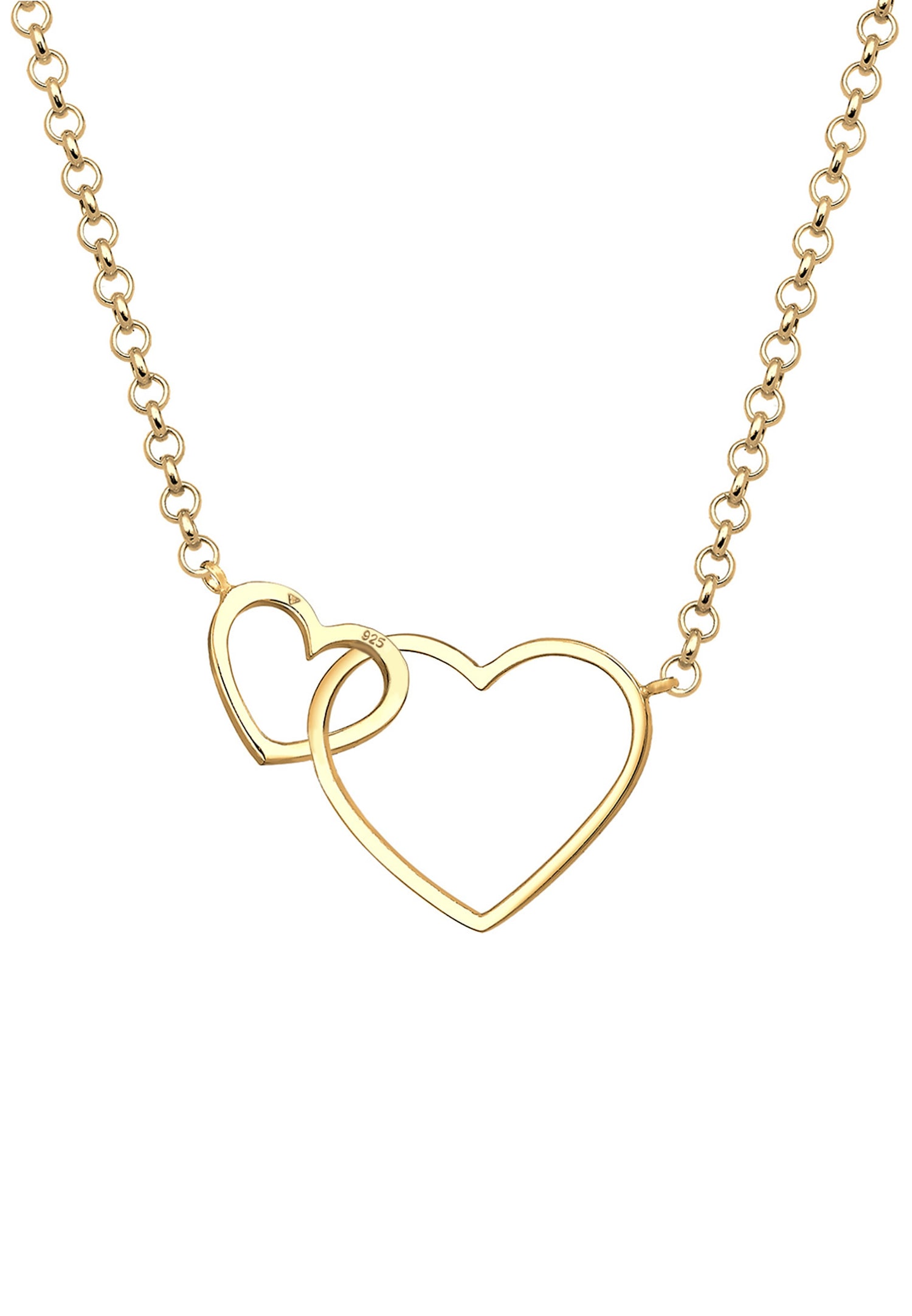Elli Femmes Pendentif Coeur Entrelacé en Argent Sterling 925 Plaqué Or