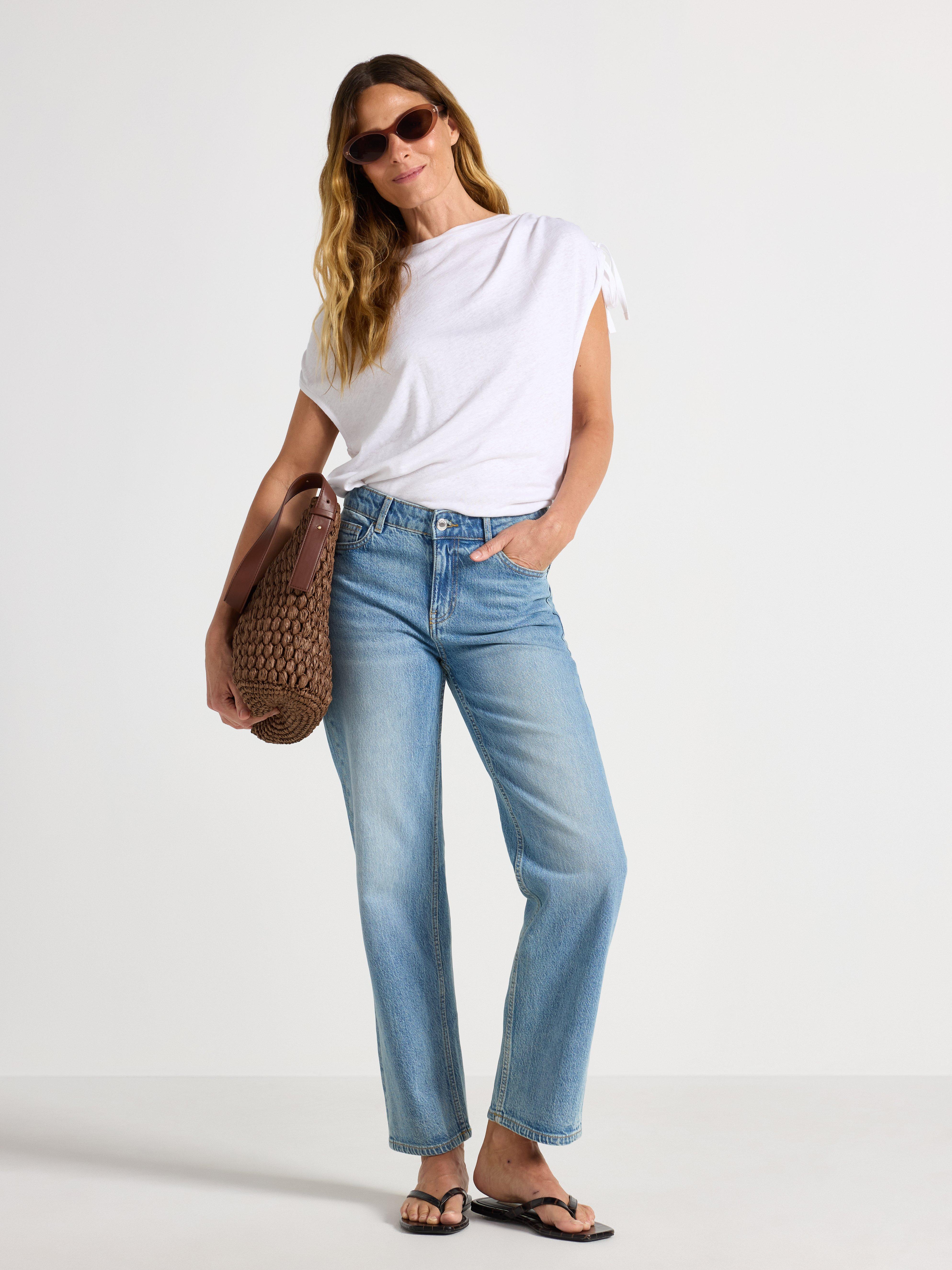 Blusa em mistura de linho branca