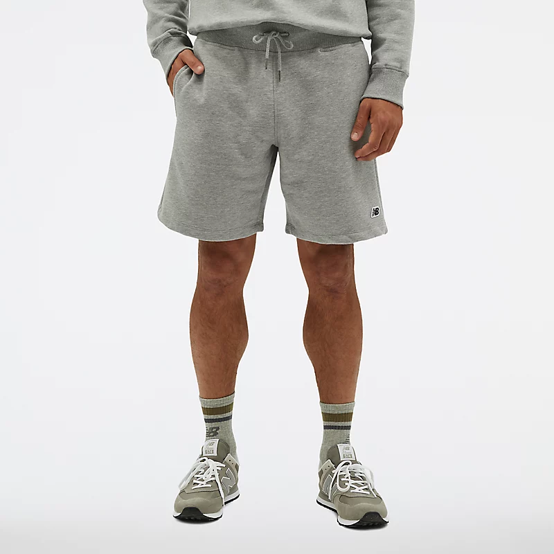 Herenshorts van NB met klein S-logo - ATHLETIC GRAY