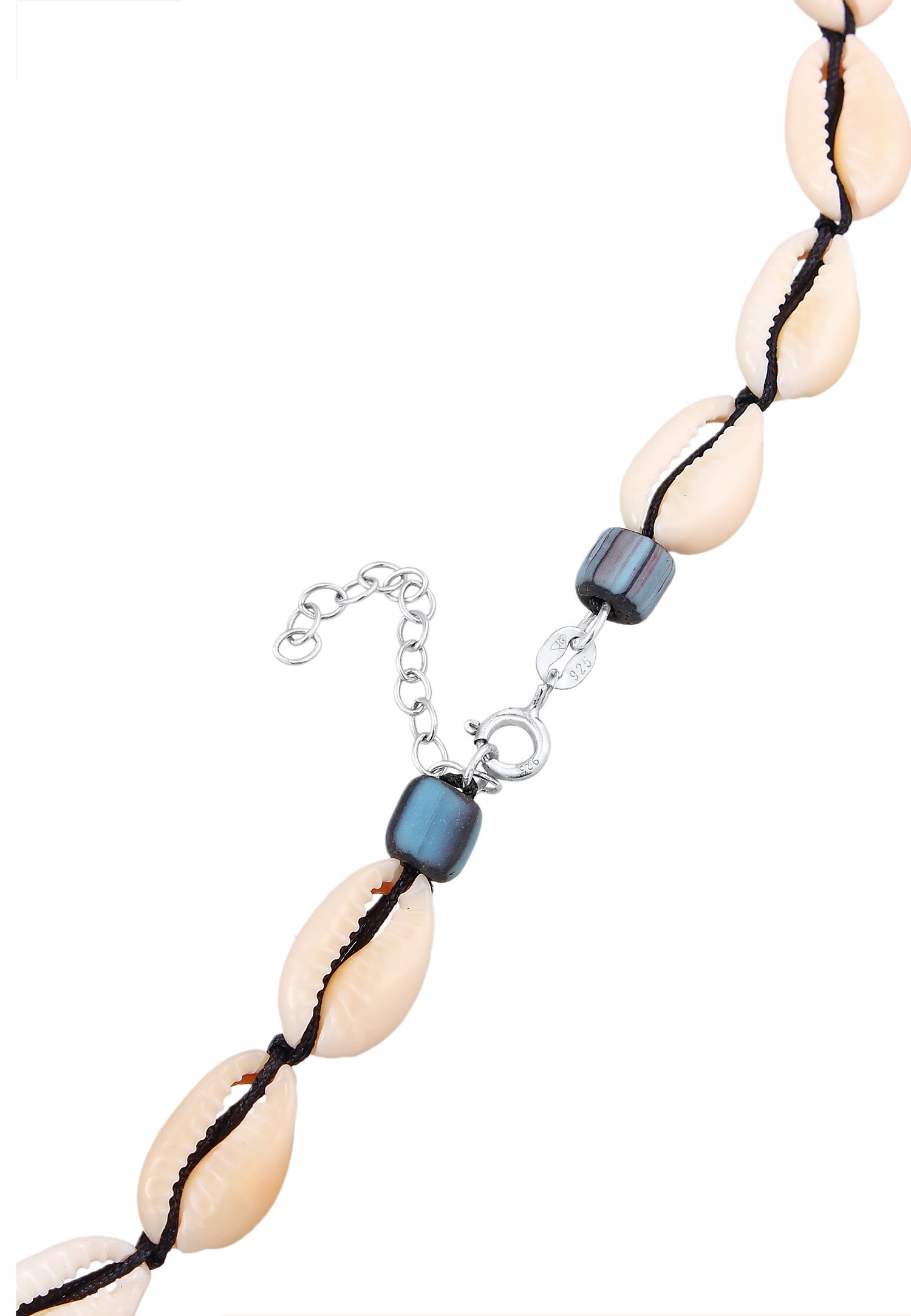 Elli Femmes choker verre perles style surfeur avec coquillage cauri en argent sterling 925