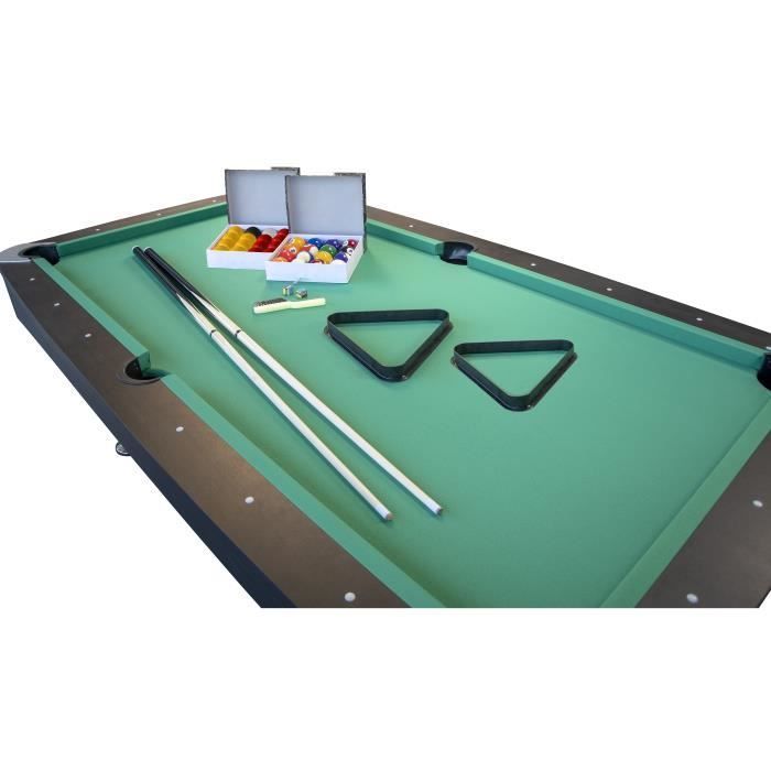 American Pool Table with Automatic Ball Return - Black and Green Cloth - MDF and PVC Laminate - 220x123x80 cm