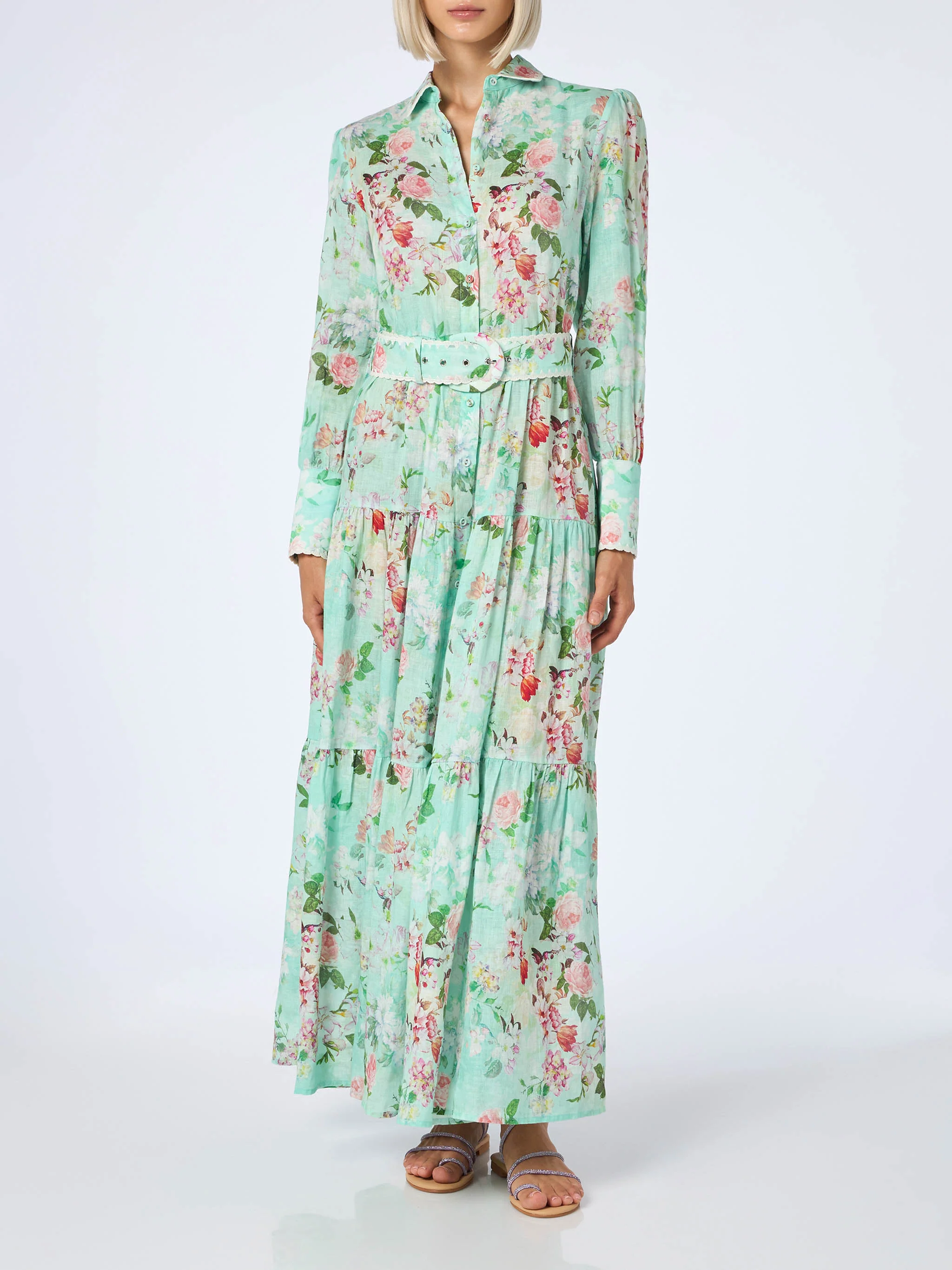 Marbella linnen jurk voor dames met bloemenprint