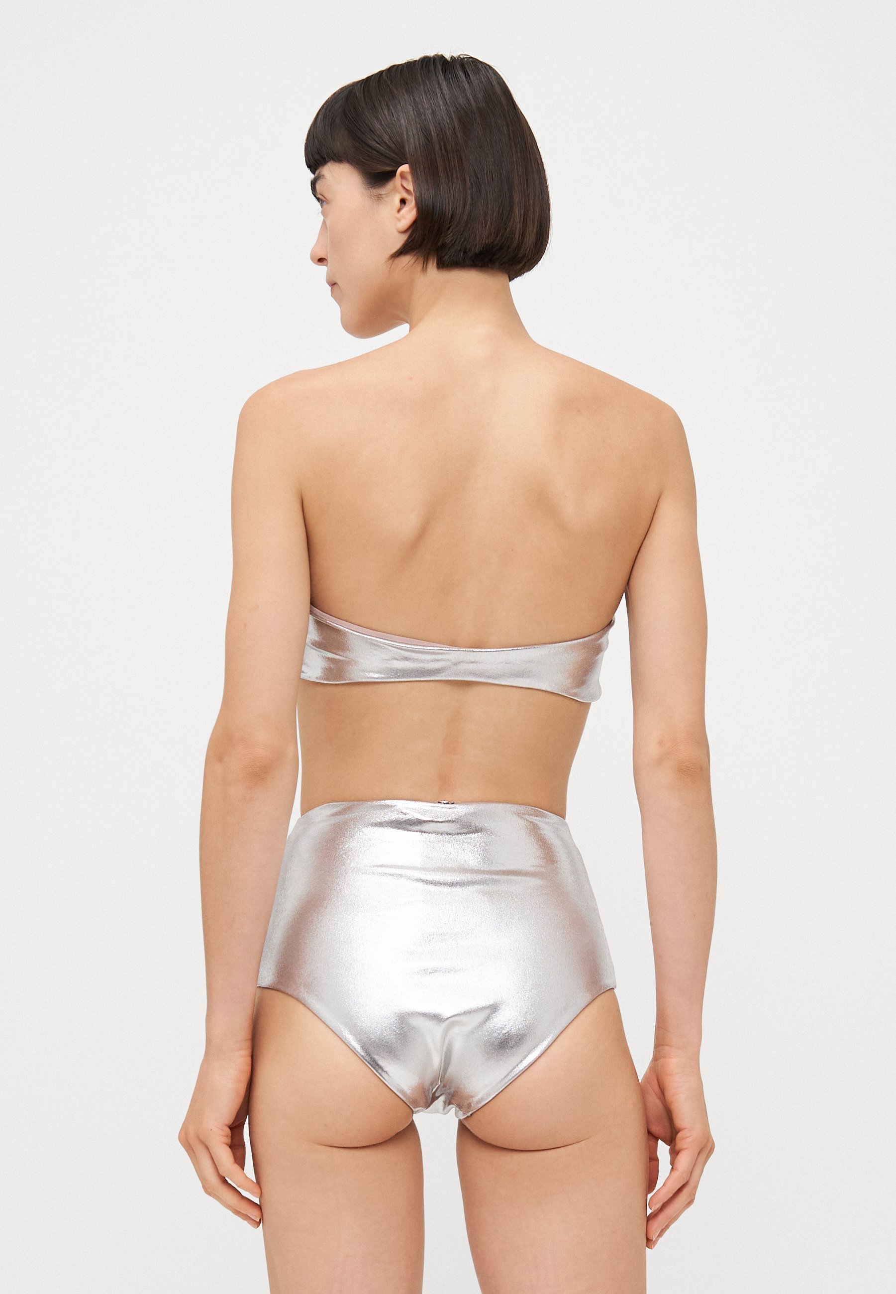 ADRIANA DEGREAS VINTAGE EFFEN HOGE TAILLE BANDEAU - Bikini - zilverkleurig