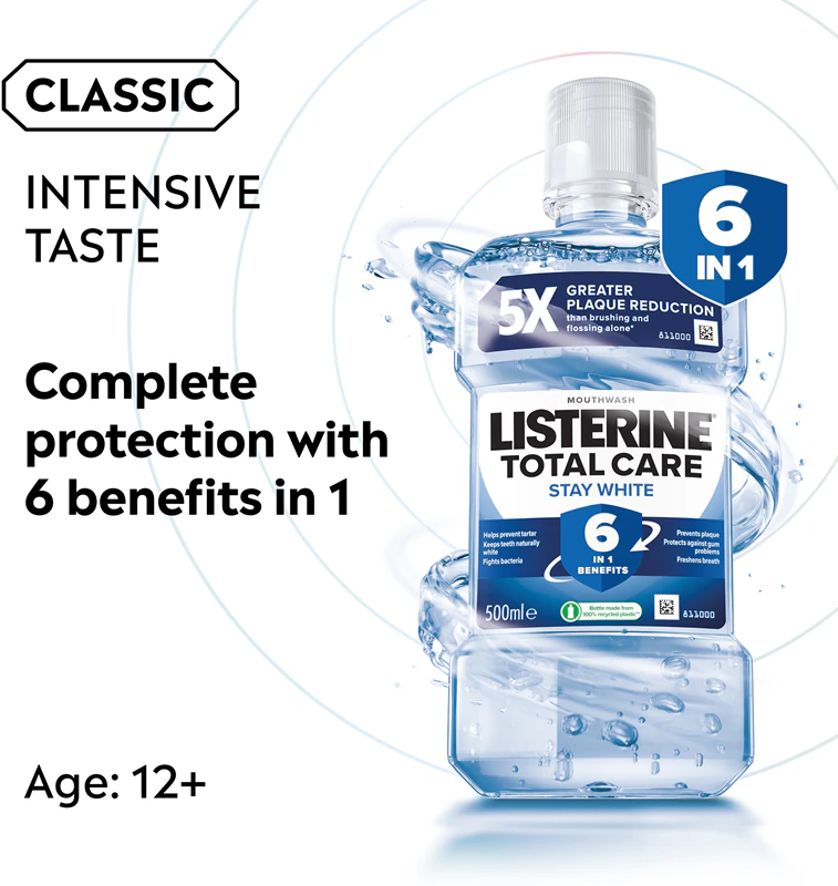 Ústní voda Listerine Stay White s bělicími účinky