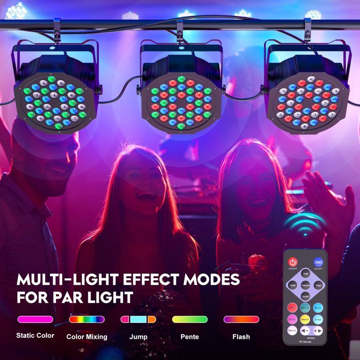 PACK OF 4 LED PROJECTORS - JAJALUYA DJ RGB SOUND Stage Lights for BAR CLUB DISCO DANCE PARTY