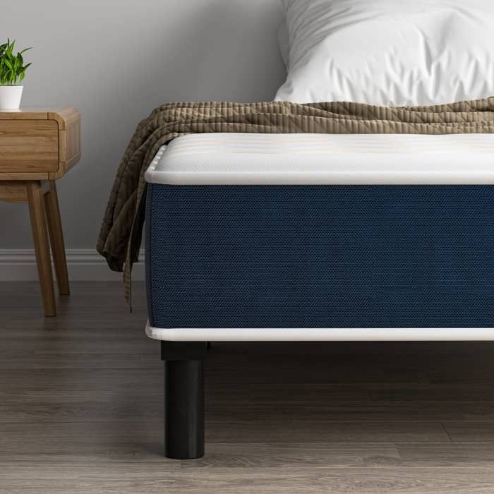 STANEW Matras & Bedbodem Set 90x190x15cm, Traagschuim, 6-potig ijzeren frame, Veerkrachtig & Ademend