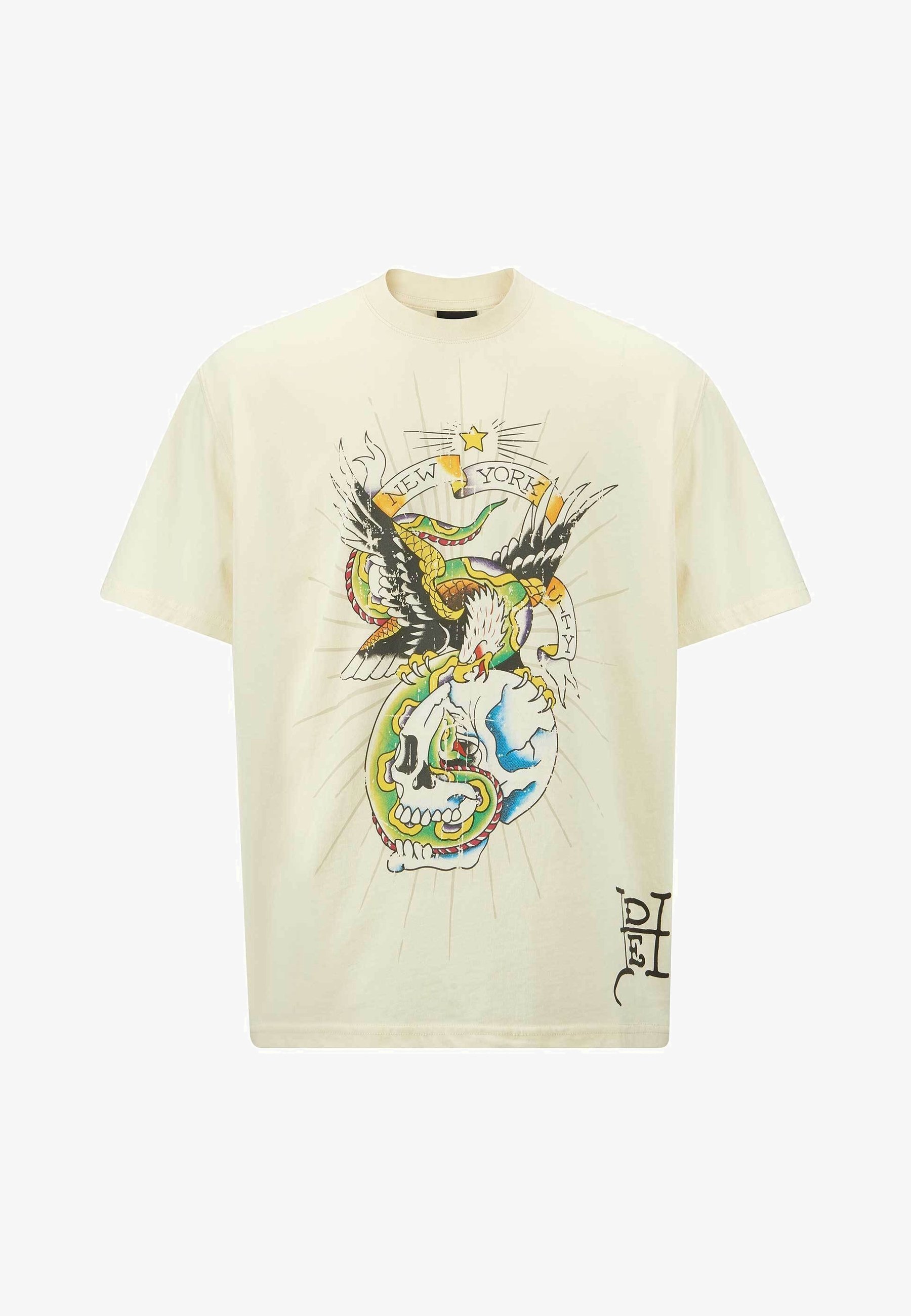 Ed Hardy T-shirt met print - beige