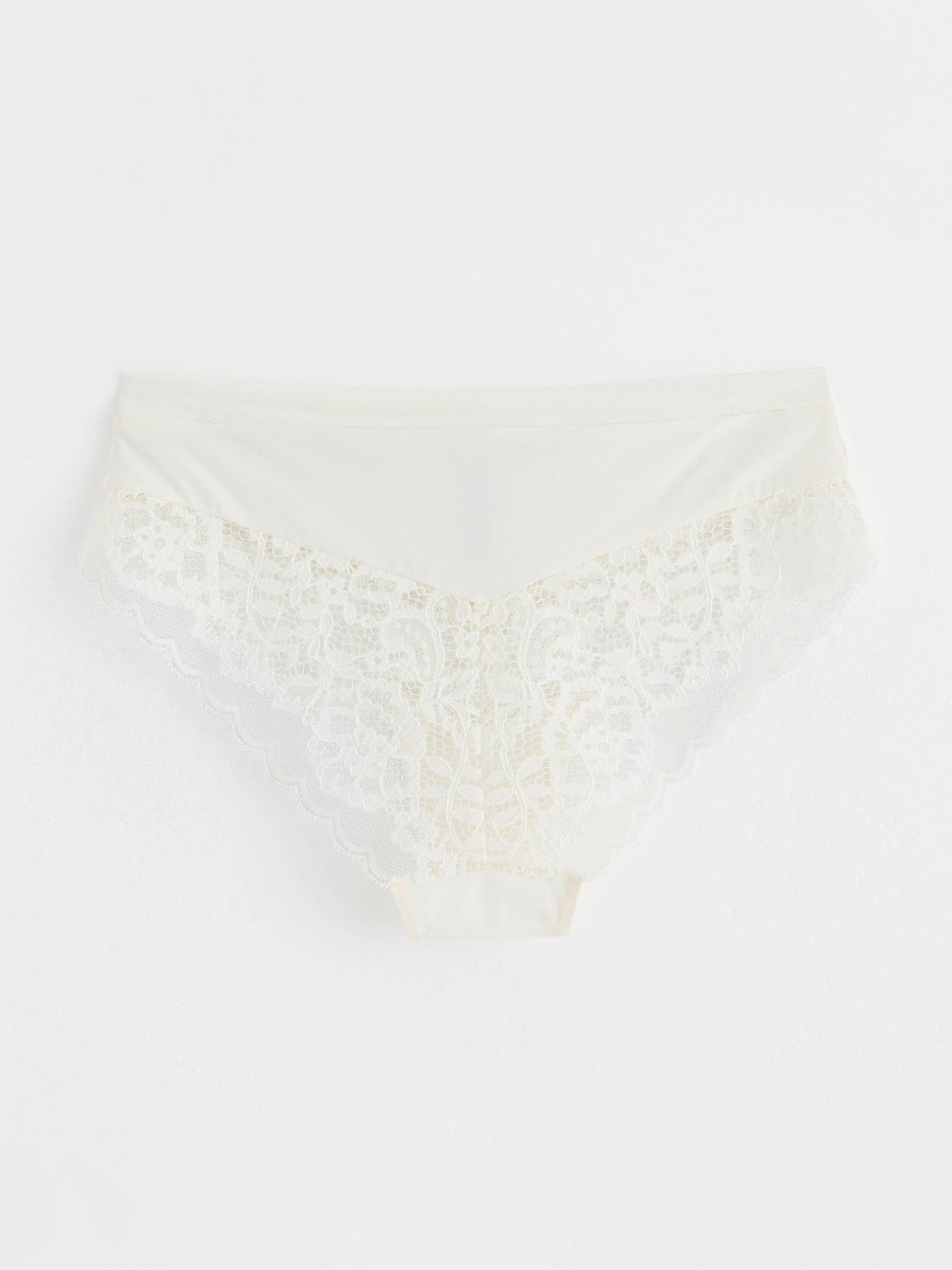 ella m – Brazilian trosa low waist med spets Light White