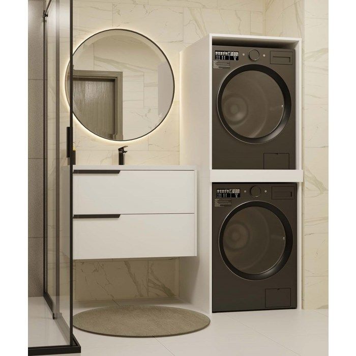COMO - Mueble de almacenamiento para lavadora y secadora - Mueble que ahorra espacio - Blanco